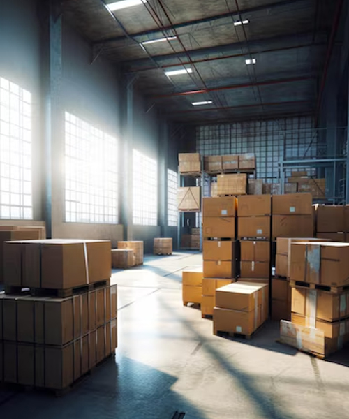 Warehouse storage facility with security systems